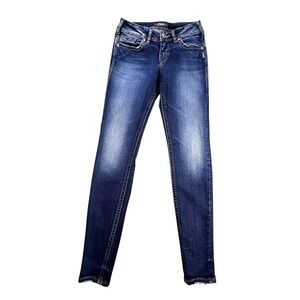 Silver Jeans Blue Suki Super Skinny Jeans Womens 26 Mid Wash Stretch